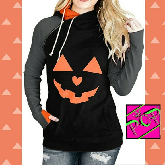 POP Gowns Tops - Womens Halloween pumpkin hoodie XL